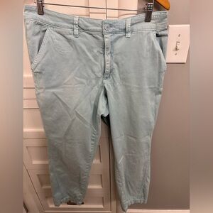 Anthropologie Womens Chino Relaxed Cropped 32 14 Blue Pockets Casual aqua blue